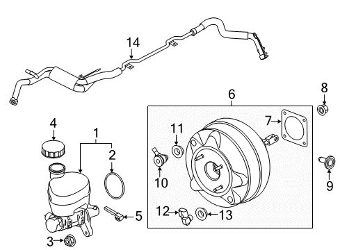 2018 Ford Mustang Hydraulic System Brake Booster Diagram for JR3Z-2005-B