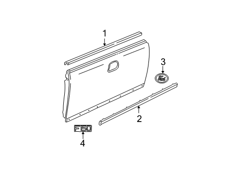 1999 Ford F-150 Exterior Trim - Pick Up Box Tail Gate Molding Diagram for XL3Z-8340602-AAA