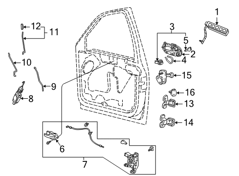 2002 Ford F-150 Front Door - Lock & Hardware Control Rod Diagram for YL3Z-1622134-AA