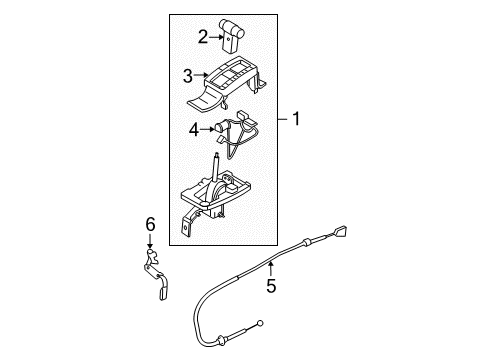 2005 Ford Mustang Shifter Housing Cable Assembly Bracket Diagram for 4W4Z-7B229-AA