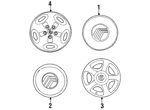 2000 Mercury Villager Wheel Covers & Trim Center Cap Diagram for YF5Z-1130-BA