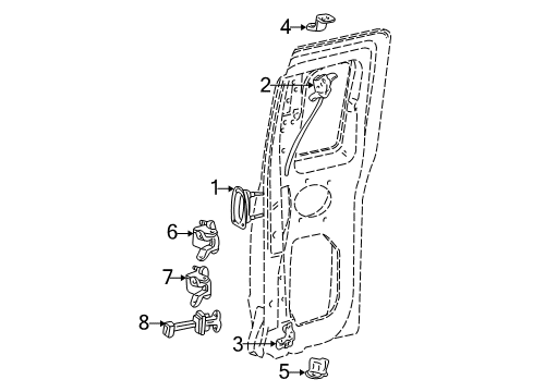 1999 Ford Ranger Rear Door - Lock & Hardware Handle, Outside Diagram for 7L5Z-1326605-AA