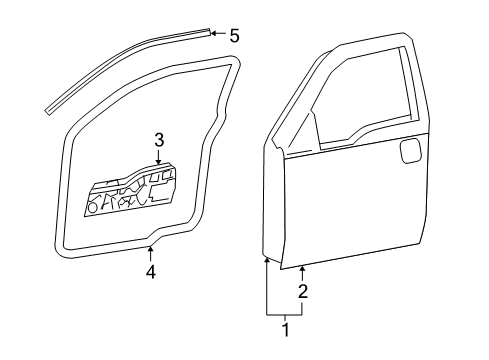 2006 Lincoln Mark LT Front Door Outer Panel Diagram for 4L3Z-1520200-CA