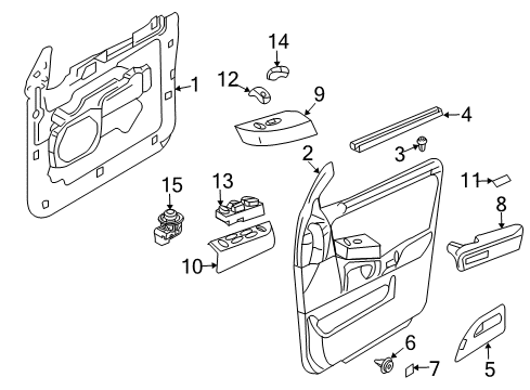 2014 Ford Expedition Front Door Armrest Pad Diagram for 7L1Z-7824100-AA