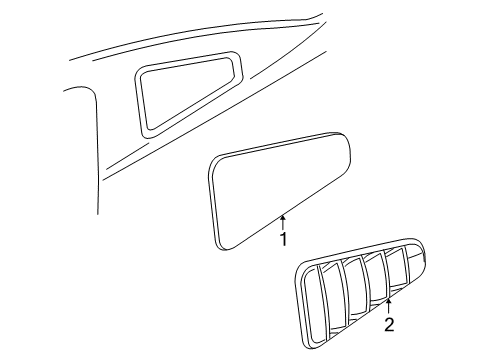 2010 Ford Mustang Quarter Panel - Glass & Hardware Louver Diagram for AR3Z-63280B10-AA