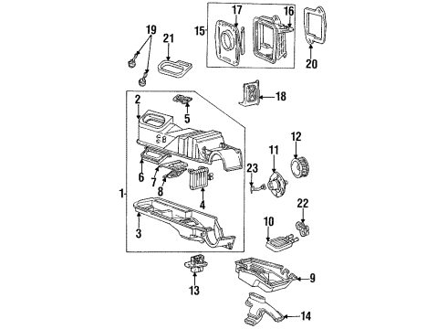 1997 Ford Windstar Heater Core & Control Valve Heater Core Diagram for XF2Z-18476-AA