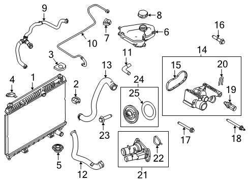 2013 Ford Fiesta Powertrain Control Water Outlet Diagram for BE8Z-8592-B