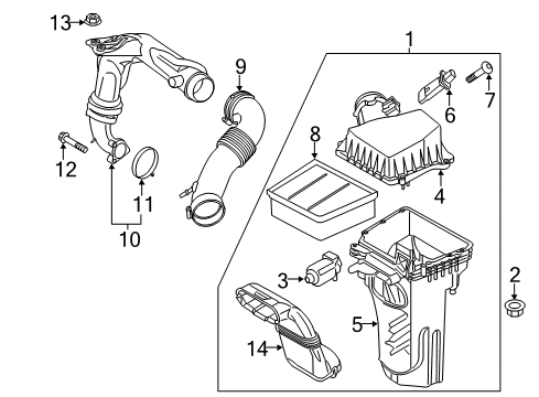 2014 Ford Fiesta Air Intake Air Cleaner Diagram for C1BZ-9600-B