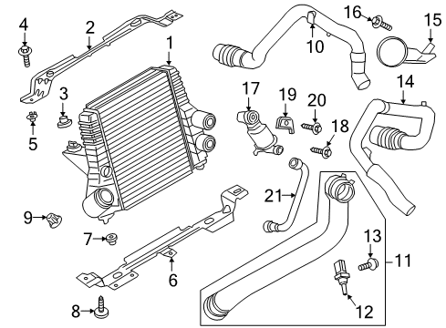 2017 Ford Expedition Intercooler Lower Hose Center Bracket Diagram for BL3Z-9647-C
