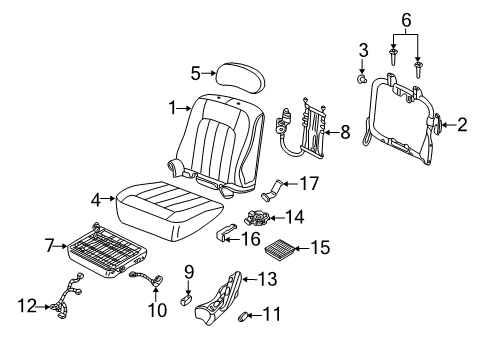 2002 Lincoln Blackwood Front Seat Components Guide Diagram for 1L3Z-16613D58-AAA