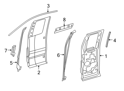 2008 Ford F-150 Rear Door Trim Cover Diagram for 4L3Z-1826086-AA