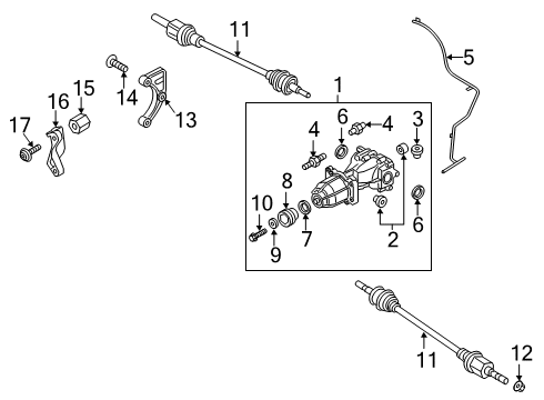 2016 Ford Edge Axle & Differential - Rear Differential Assembly Diagram for S-158-A