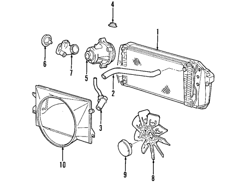 1997 Ford Expedition Cooling System, Radiator, Water Pump, Cooling Fan Fan Blade Diagram for F65Z-8600-AB