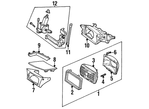 1996 Ford Probe Headlamps Exterior Bulbs Diagram for E9JY13007A