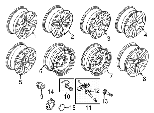 2021 Ford F-150 Wheels Wheel Lock Kit Diagram for EK4Z-1A043-A