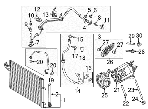 2015 Ford Escape A/C Condenser, Compressor & Lines Clutch & Pulley Diagram for CV6Z-19D784-B