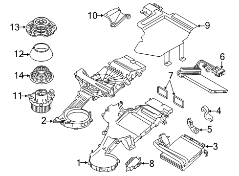 2014 Ford Transit Connect Auxiliary Heater & A/C Evaporator Core Seal Diagram for DV6Z-19B552-B
