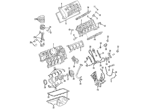 2002 Lincoln Continental Engine Parts, Mounts, Cylinder Head & Valves, Camshaft & Timing, Oil Pan, Oil Pump, Crankshaft & Bearings, Pistons, Rings & Bearings Rear Mount Diagram for 1F3Z-6068-AA