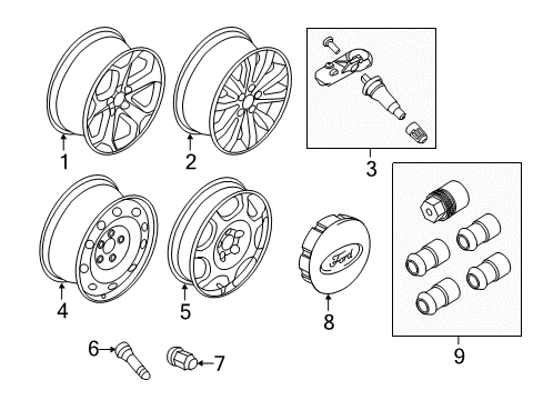 2013 Ford Edge Wheels Wheel, Alloy Diagram for BT4Z-1007-B