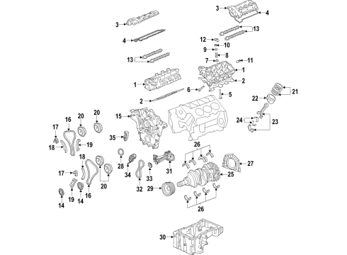 2018 Lincoln MKX Engine Parts, Mounts, Cylinder Head & Valves, Camshaft & Timing, Variable Valve Timing, Oil Cooler, Oil Pan, Oil Pump, Crankshaft & Bearings, Pistons, Rings & Bearings Mount Diagram for F2GZ-6038-A