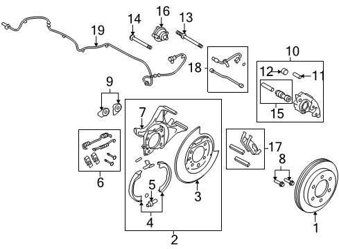 2011 Ford F-150 Brake Components Park Brake Shoes Diagram for 9L3Z-2648-A