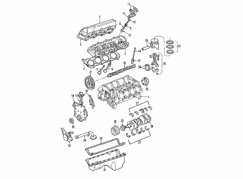 2000 Ford F-250 Super Duty Engine Parts, Mounts, Cylinder Head & Valves, Camshaft & Timing, Oil Pan, Oil Pump, Crankshaft & Bearings, Pistons, Rings & Bearings Bearing Set Diagram for F4TZ-6A251-A
