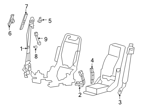 2006 Ford F-150 Front Seat Belts Adjuster Diagram for 6L3Z-16602B82-BB