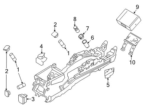 2019 Ford SSV Plug-In Hybrid Console Switch Assembly Diagram for HG9Z-13D730-DA