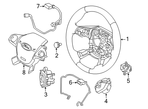 2012 Ford Focus Steering Wheel & Trim Radio Switch Diagram for CV6Z-9C888-F