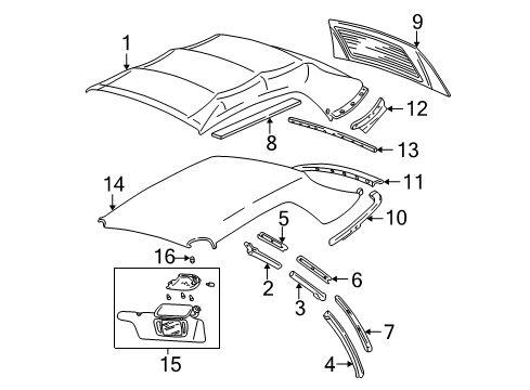1999 Ford Mustang Top Covers & Trim, Exterior Trim, Interior Trim Cowl Grille Retainer Diagram for F4ZZ-63517C58-A