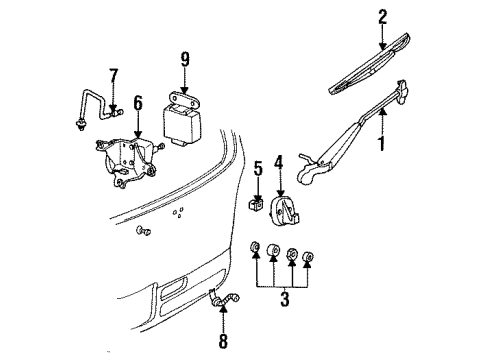 1997 Mercury Villager Wiper & Washer Components Wiper Arm Assembly Diagram for F6XZ-17526-AC