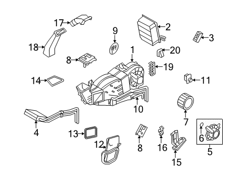 2007 Ford Expedition Auxiliary Heater & A/C Housing Assembly Diagram for 8L1Z-18D283-B