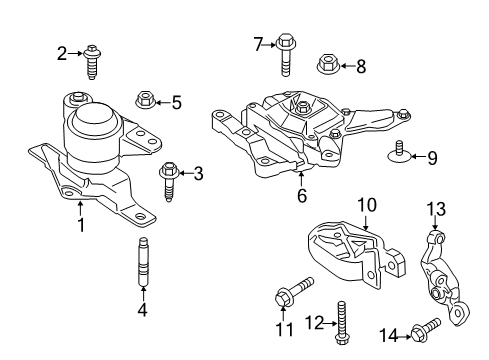 2017 Ford C-Max Engine & Trans Mounting Mount Bracket Diagram for FV6Z-6E042-A