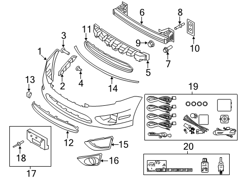 2011 Ford Fusion Front Bumper Grille Surround Diagram for AE5Z-17K945-A