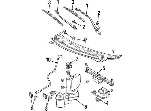2002 Ford Windstar Wiper & Washer Components Linkage Assembly Diagram for 1F2Z-17566-AA