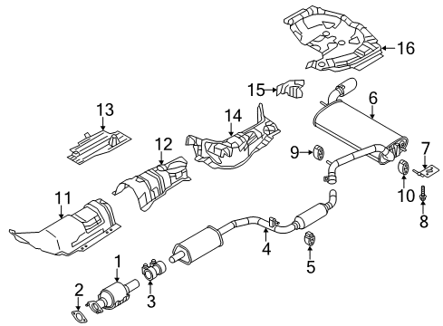 2012 Ford Focus Exhaust Components Heat Shield Diagram for CP9Z-5411434-A
