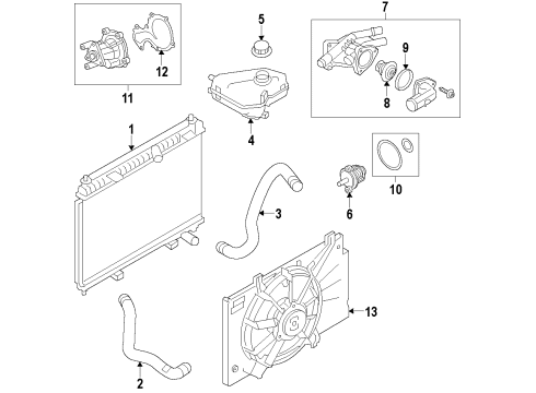 2014 Ford Fiesta Cooling System, Radiator, Water Pump, Cooling Fan Fan Assembly Diagram for C1BZ-8C607-WF