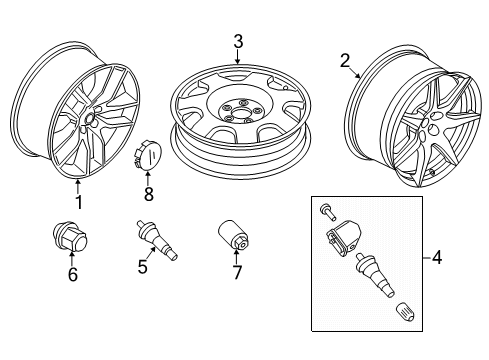 2017 Ford Mustang Wheels & Trim Wheel Diagram for FR3Z-1007-D