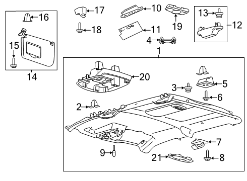 2018 Ford F-350 Super Duty Interior Trim - Cab Dome Lamp Bracket Diagram for DS7Z-13763-A