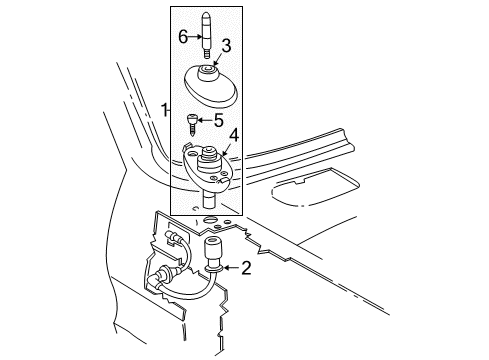 1997 Ford E-250 Econoline Antenna & Radio Mast Diagram for AC2Z-18813-B