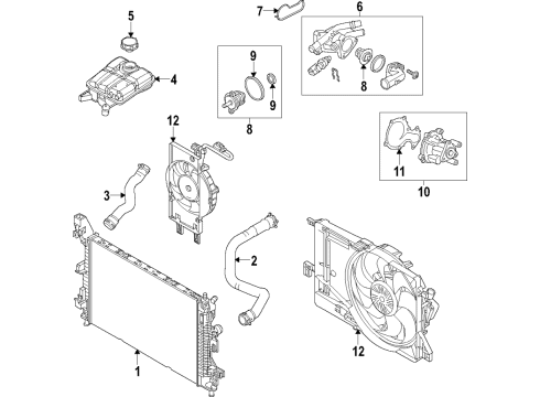 2017 Ford Focus Cooling System, Radiator, Water Pump, Cooling Fan Fan Assembly Diagram for CV6Z-8C607-L