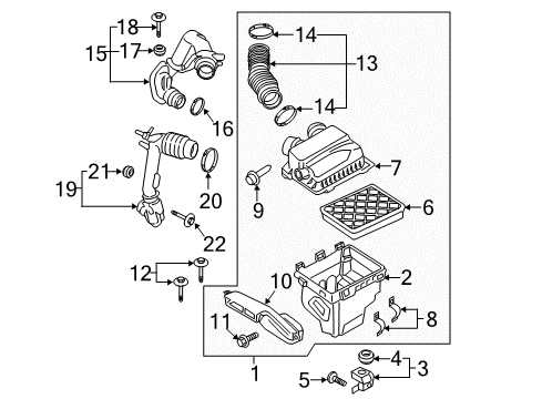 2020 Lincoln Continental Air Intake Air Cleaner Assembly Diagram for GD9Z-9600-B