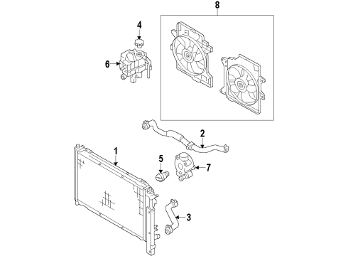 2008 Ford Escape Cooling System, Radiator, Water Pump, Cooling Fan Fan Assembly Diagram for 5M6Z-8C607-AH