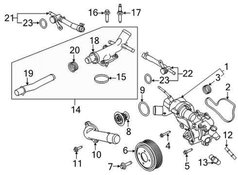 2021 Ford F-150 Water Pump Water Pipe Stud Diagram for -W717516-S437