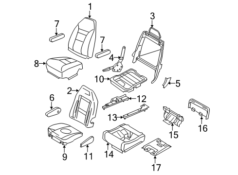 2011 Ford E-150 Second Row Seats Armrest Cover Diagram for AC2Z-15644A18-CA