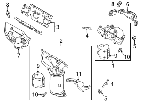 2013 Ford Taurus Exhaust Manifold Upper Shield Diagram for DA8Z-9A462-B