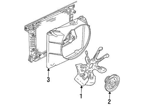 1992 Ford Thunderbird Cooling System, Radiator, Water Pump, Cooling Fan Shroud Diagram for F1SZ8146B