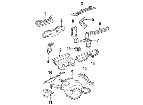 1996 Ford Mustang Rear Body, Rear Upper Body, Rear Floor & Rails Crossmember Extension Diagram for F4ZZ6310706A