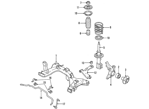 2005 Mercury Mariner Front Suspension Components, Lower Control Arm, Stabilizer Bar Crossmember Diagram for 6L8Z-5C145-A