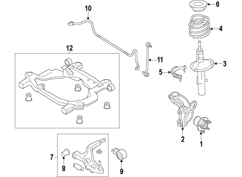 2015 Ford Flex Front Suspension Components, Lower Control Arm, Stabilizer Bar Crossmember Diagram for DE9Z-5C145-B